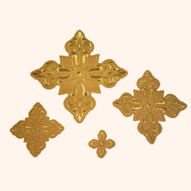 Σετ κεντημένων σταυρών 'ΝΑΞΟΣ' με χρυσή βάση και χρυσό κέντημα