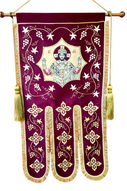 Ecclesiastical Gold Woven Banner Pantocrator Design Ambelos